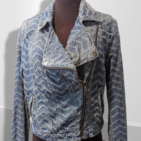 Free People Denim Moto Jacket - Picture 2 of 12